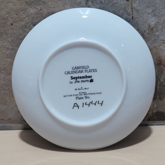 Garfield Calendar September Plate Jim Davis Plate No A 1444 Danbury Mint - Picture 4 of 14